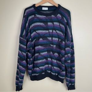 Vintage Grandpa Sweater Black Purple Color Size XL